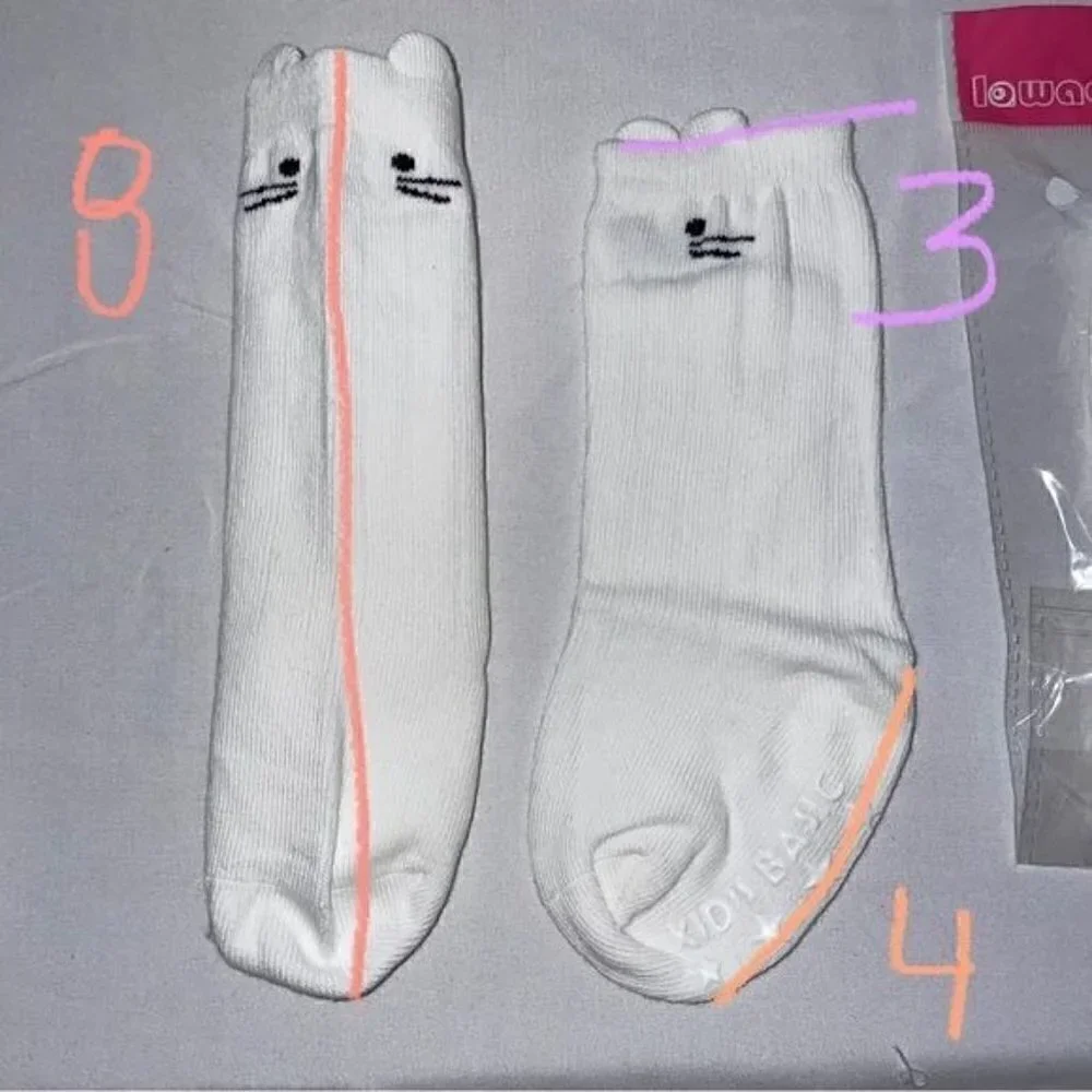 Socks Non-Slip Bottoms Newborn Baby Socks Knee Length Grip Cat Face Whiskers